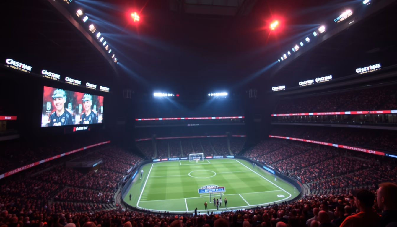 esports stadium dark in editorial style