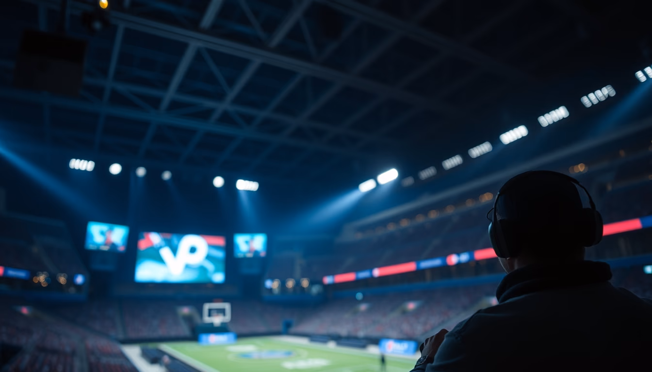 esports stadium dark in editorial style