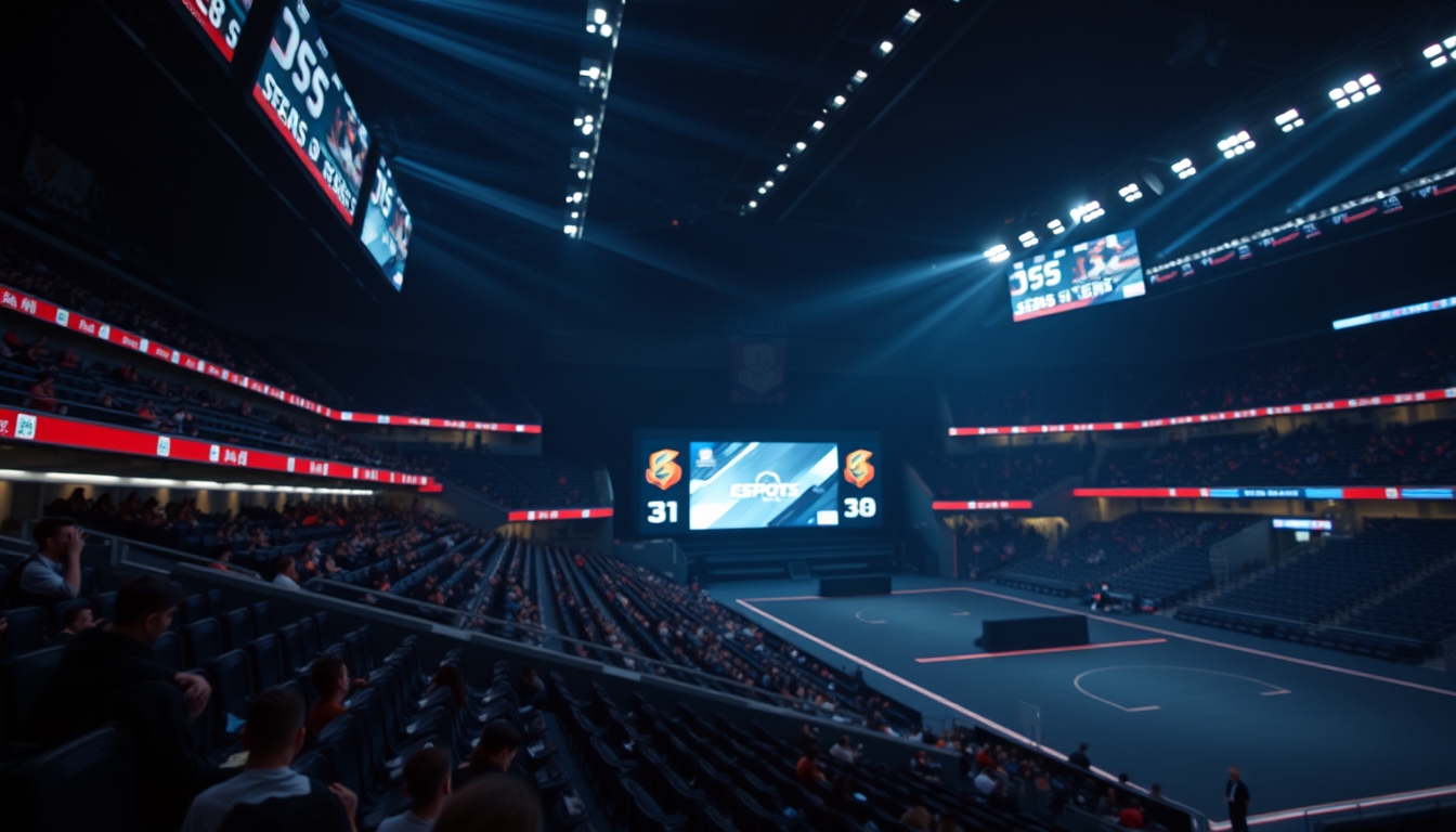 esports stadium dark in editorial style