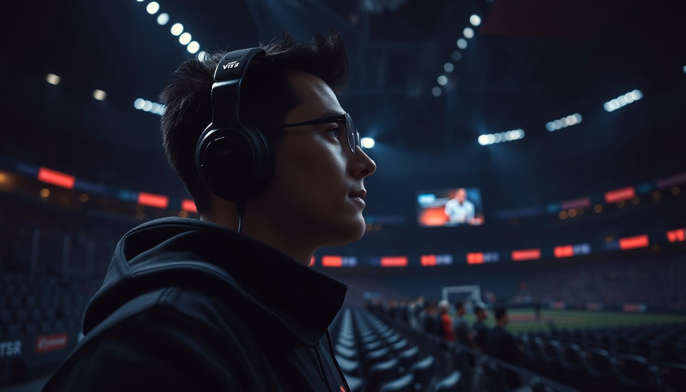 esports stadium dark in editorial style