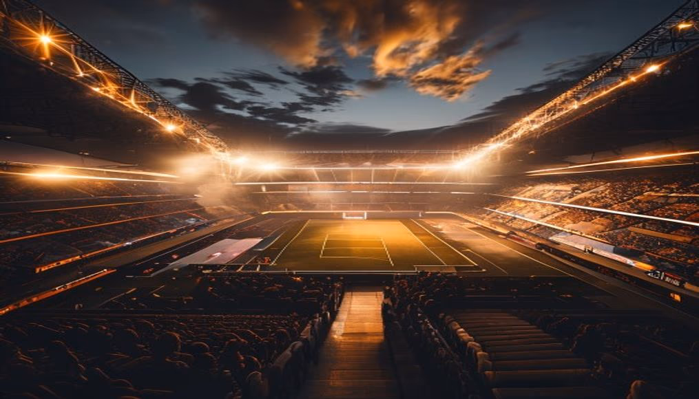 esports stadium dark in editorial style