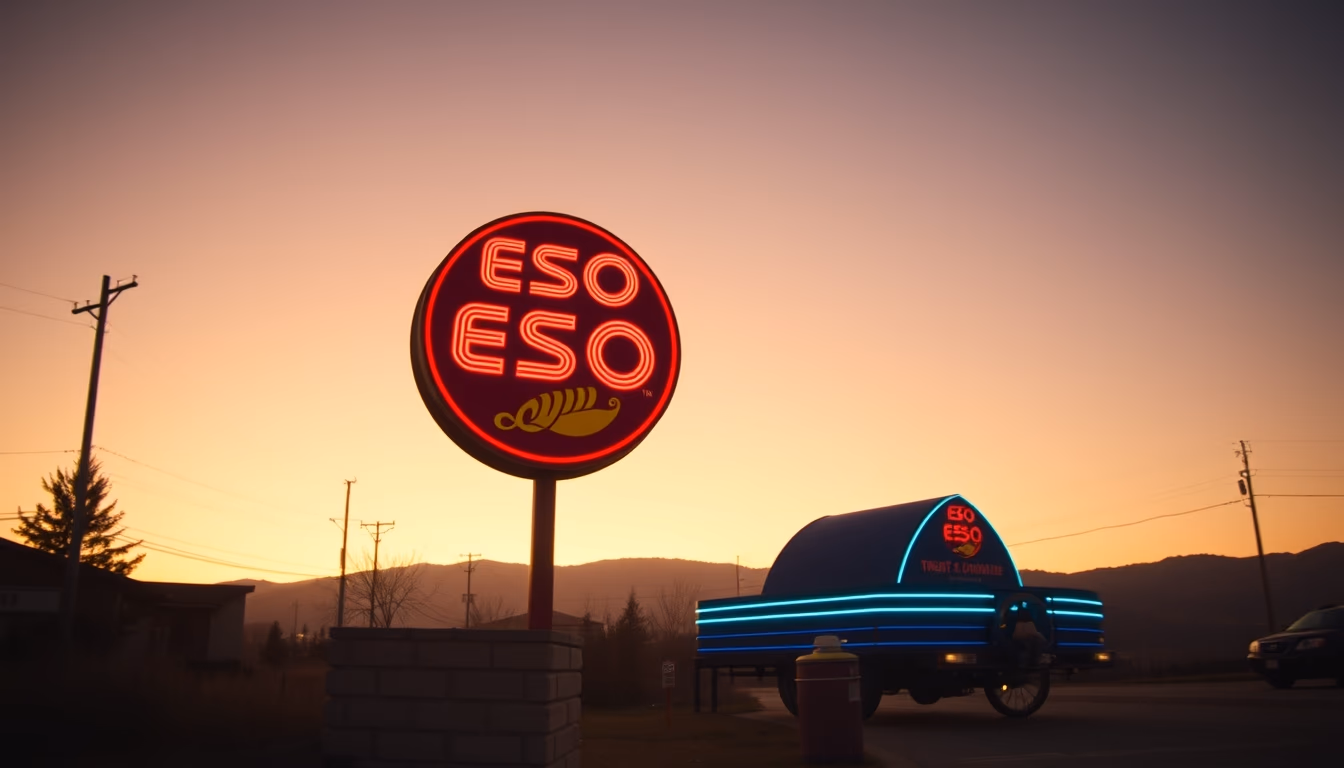 esso tiger sign in editorial style
