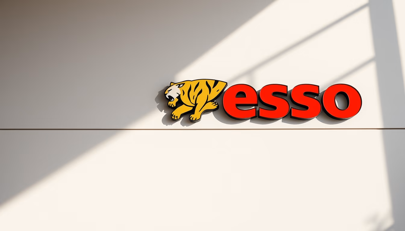 esso tiger sign in editorial style