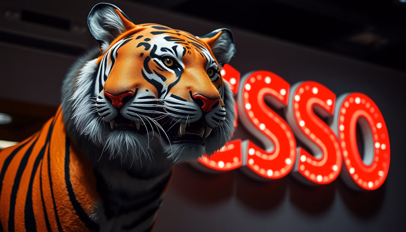 esso tiger sign in editorial style