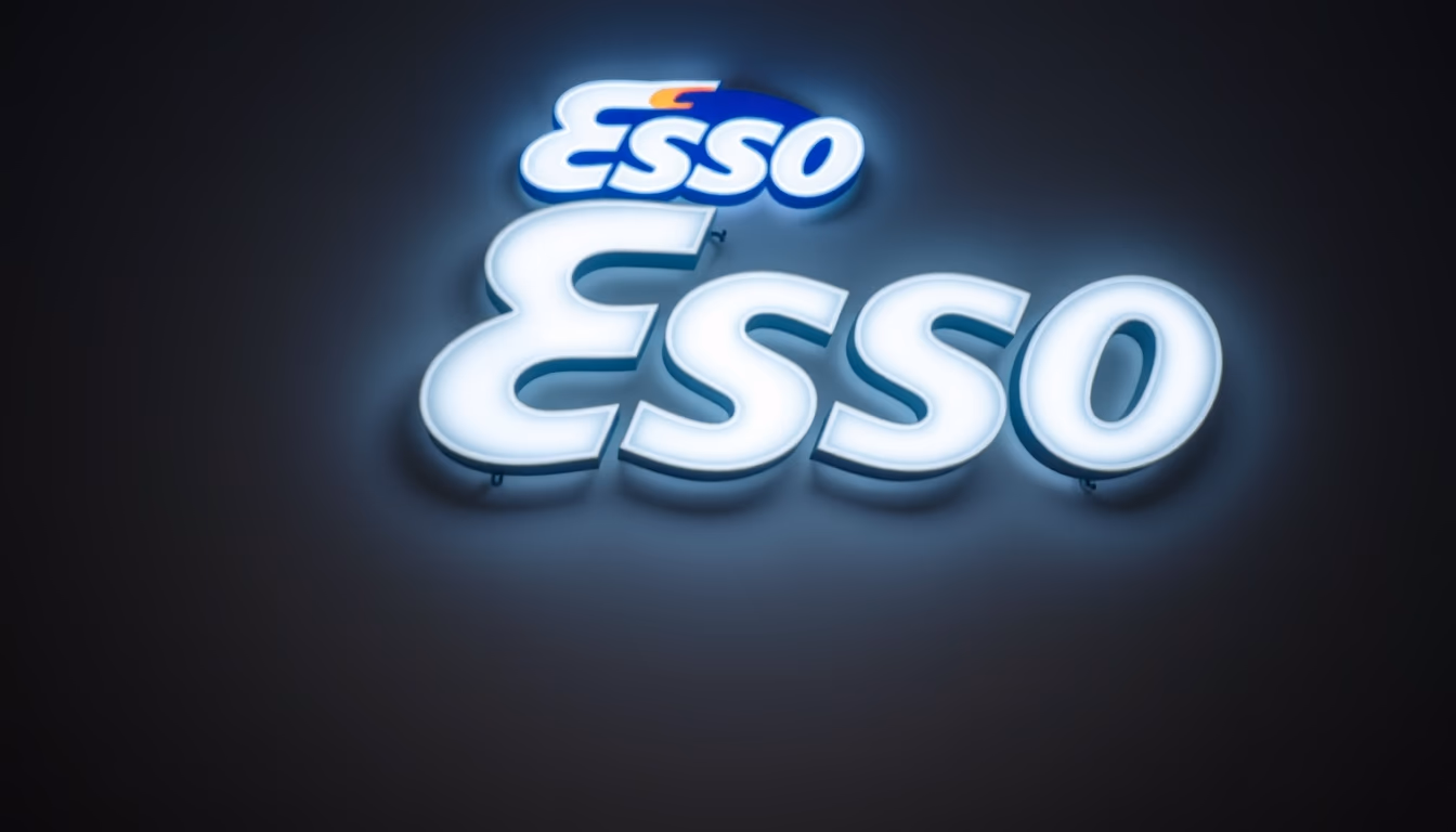 esso tiger sign in editorial style