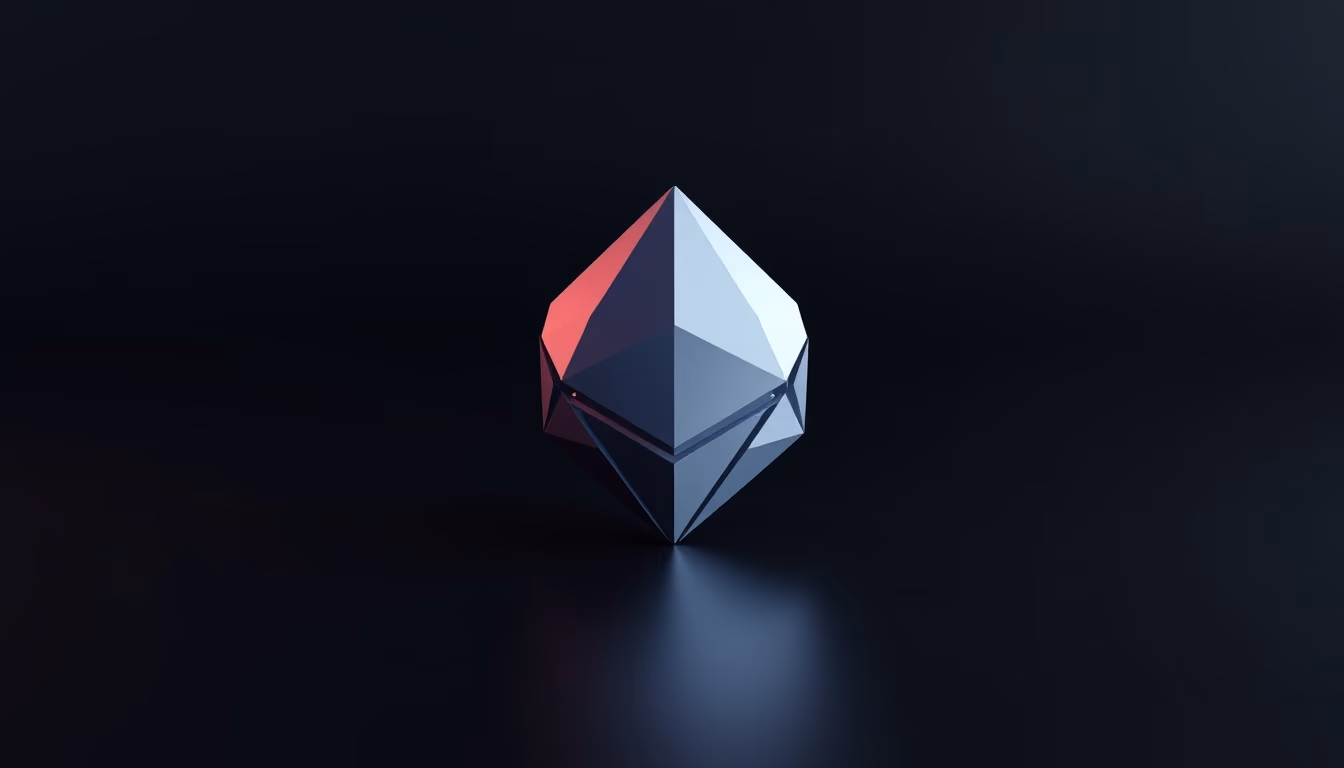 ethereum 3D render on dark gradient in editorial style