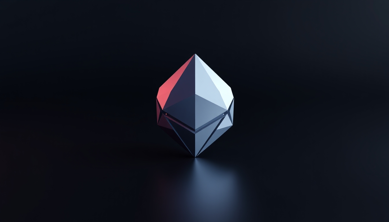 ethereum 3D render on dark gradient in editorial style