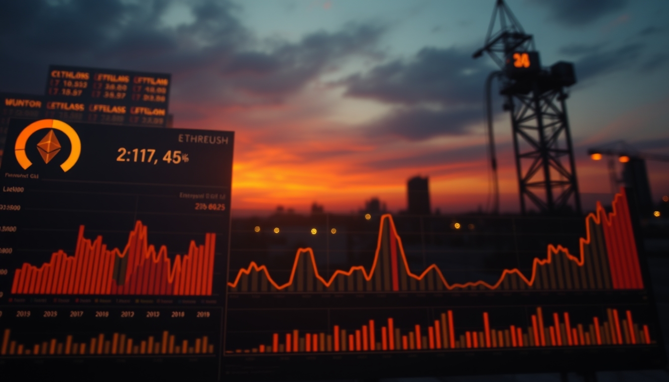 ethereum gas fees dashboard chart in editorial style