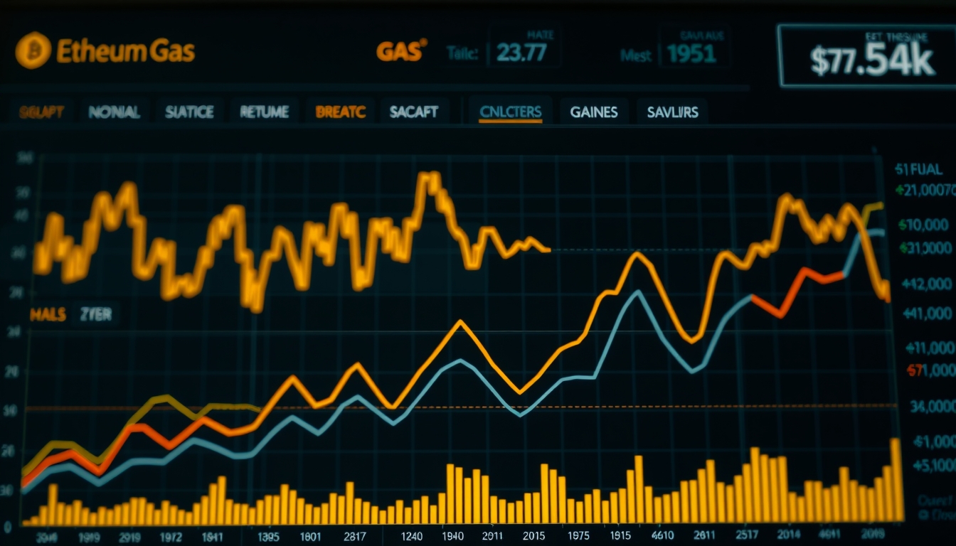ethereum gas fees dashboard chart in editorial style