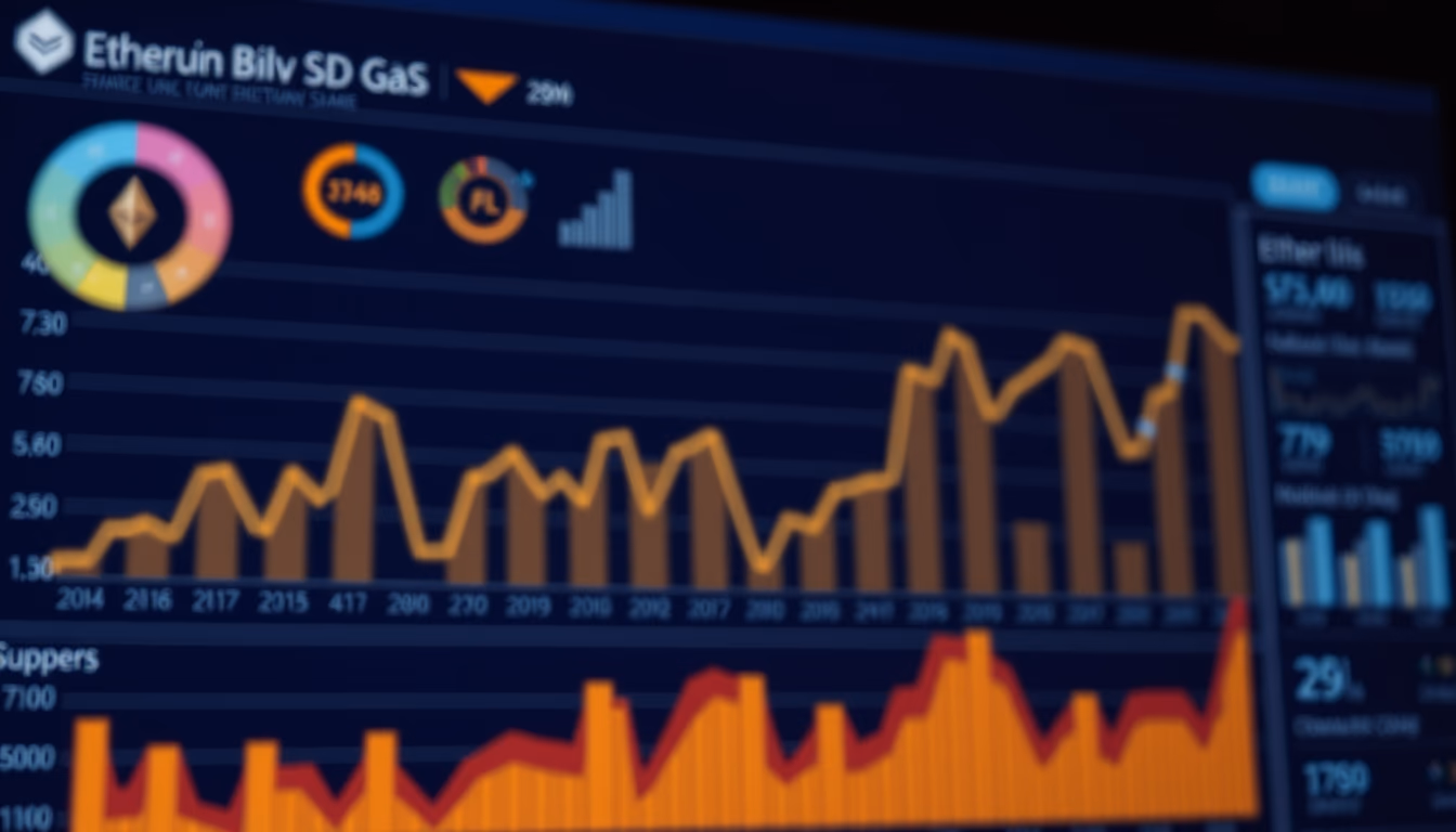 Ethereum gas fees dashboard chart em estilo editorial