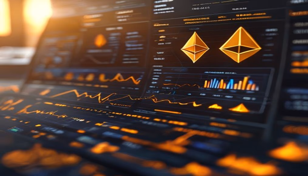 ethereum gas fees dashboard chart in editorial style