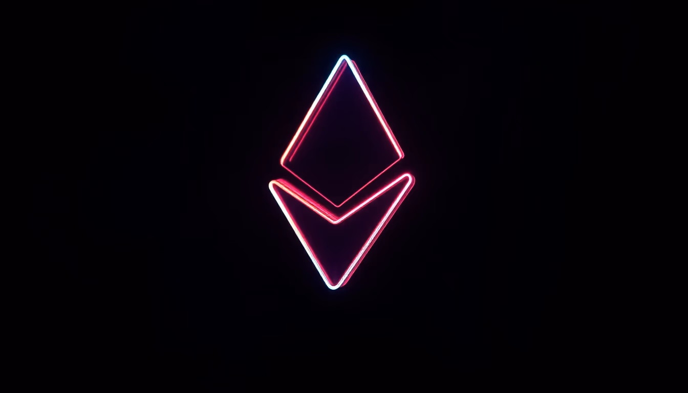 ethereum logo glowing in cyberpunk neon in editorial style