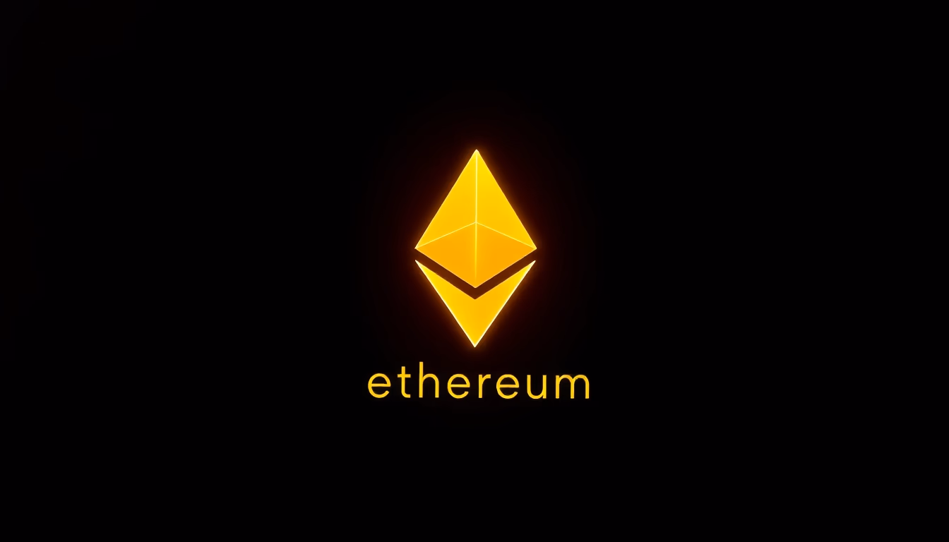 ethereum logo glowing on dark gradient background in editorial style