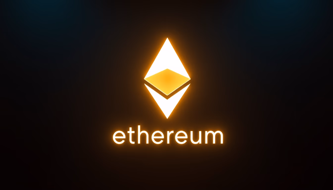 ethereum logo glowing on dark gradient background in editorial style