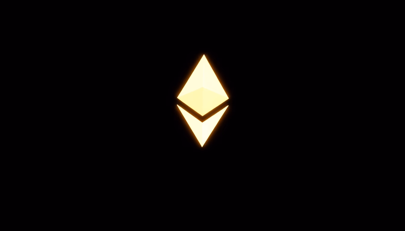 ethereum logo glowing on dark gradient background in editorial style