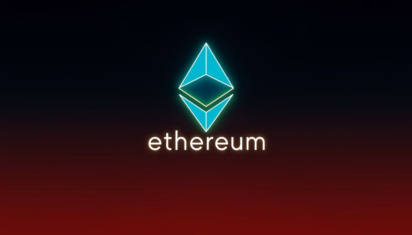 ethereum logo glowing on dark gradient background in editorial style