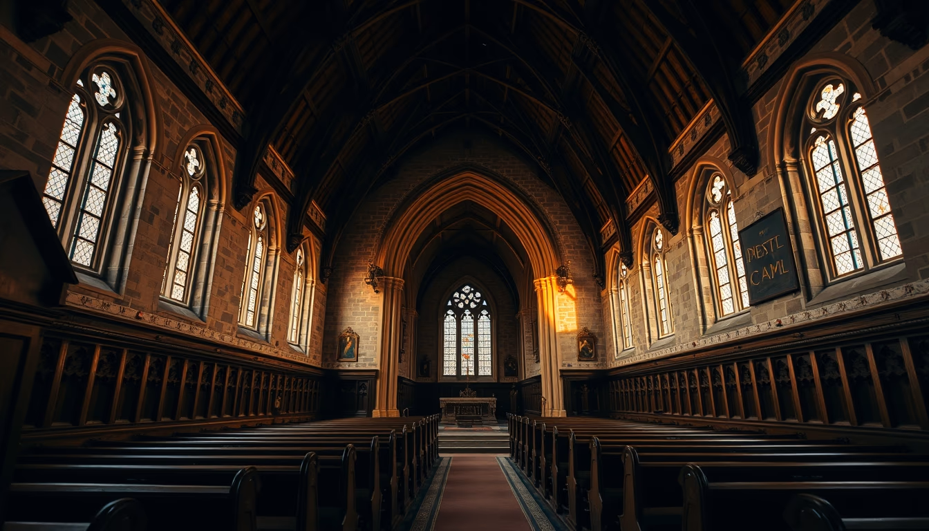 eton chapel interior in editorial style