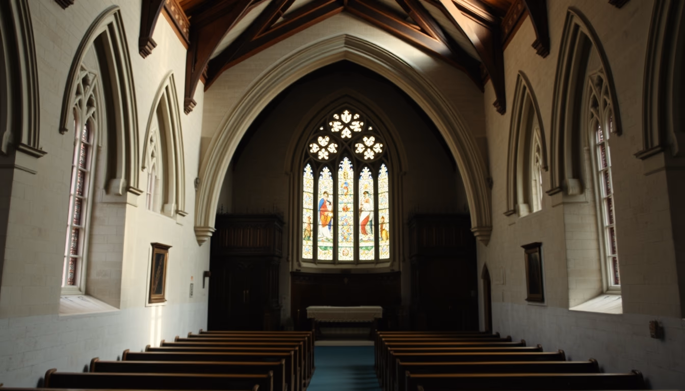 eton chapel interior in editorial style