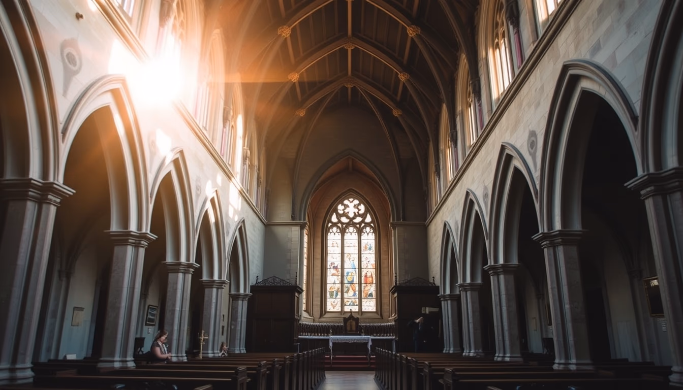 eton chapel interior in editorial style