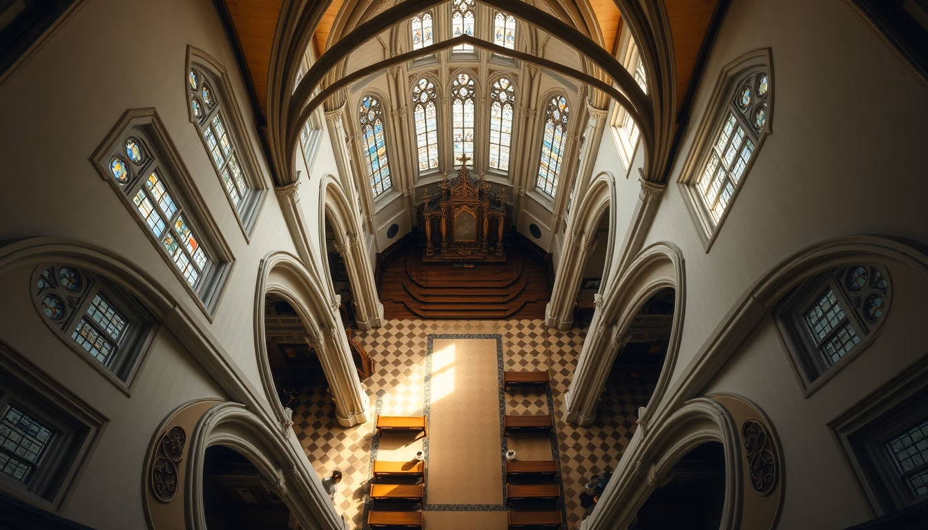 eton chapel interior in editorial style