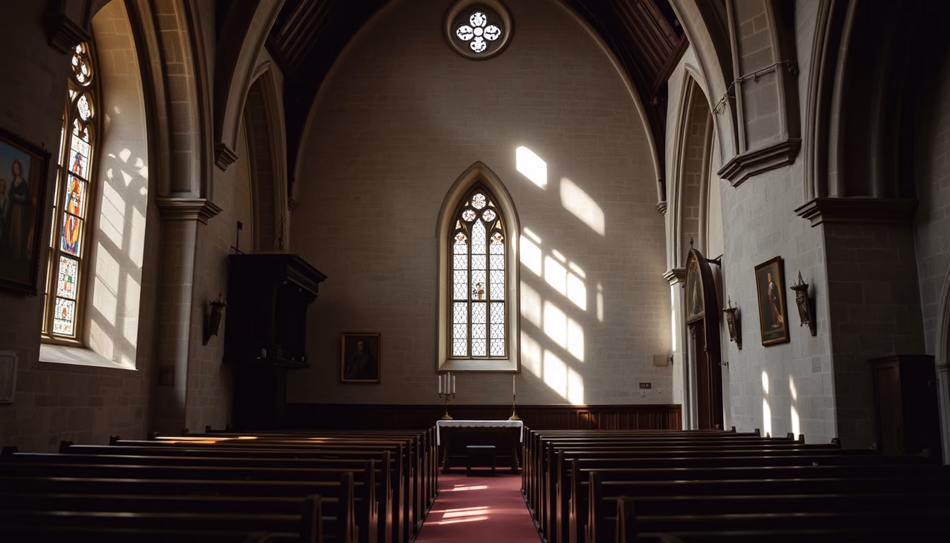 eton chapel interior in editorial style