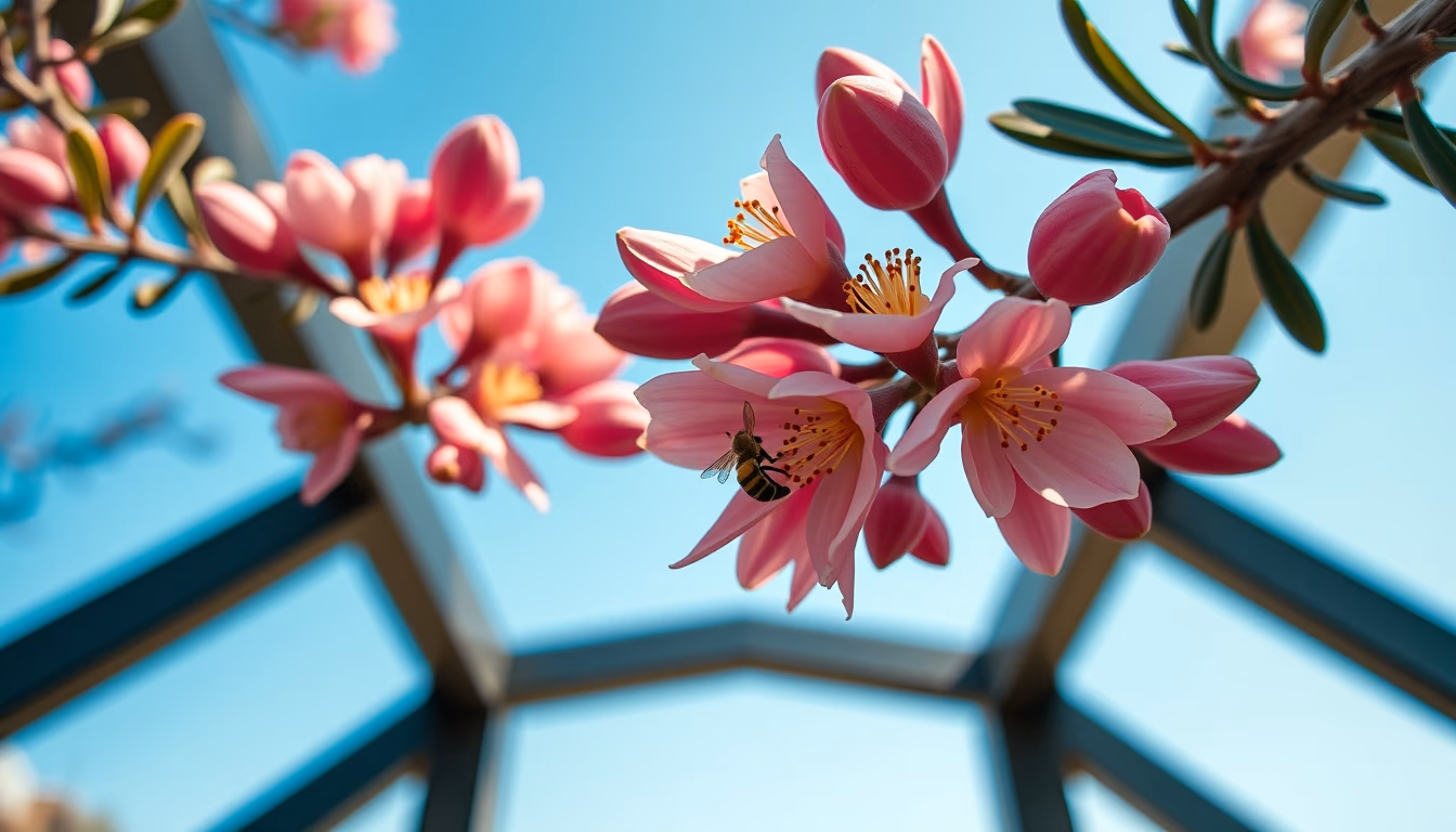 eucalyptus bee blooms in editorial style