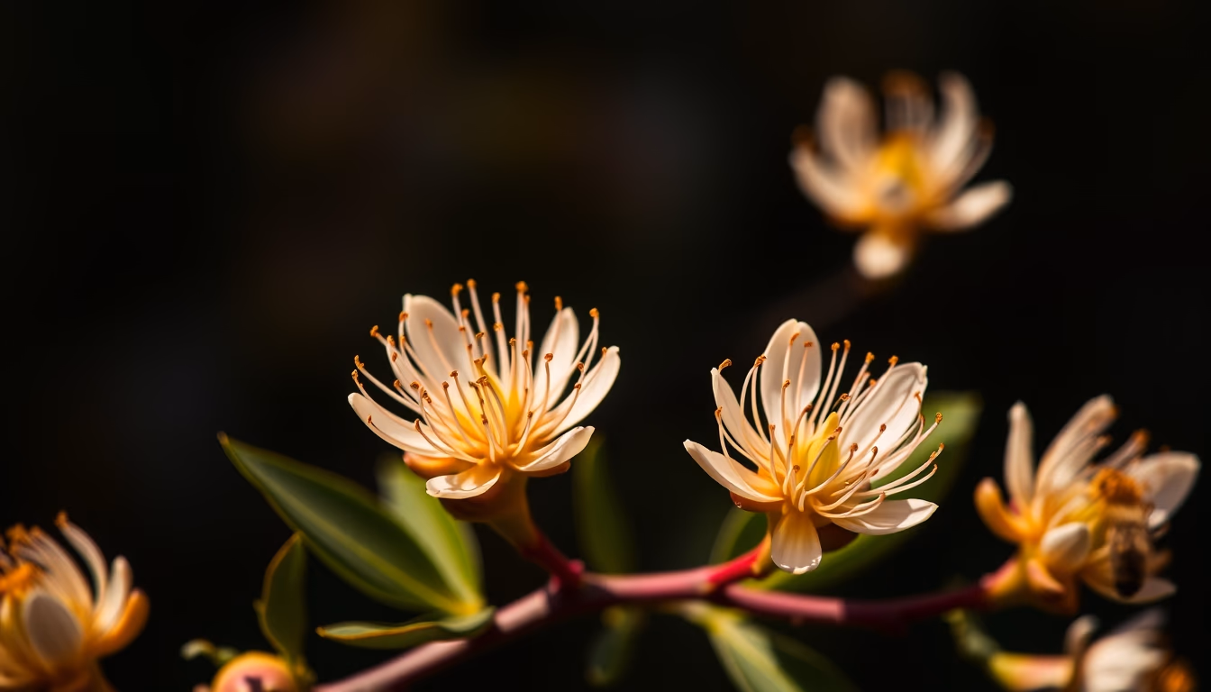 eucalyptus bee blooms in editorial style