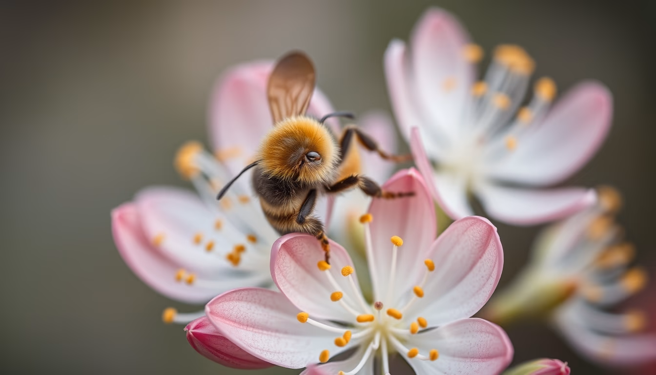 eucalyptus bee blooms in editorial style