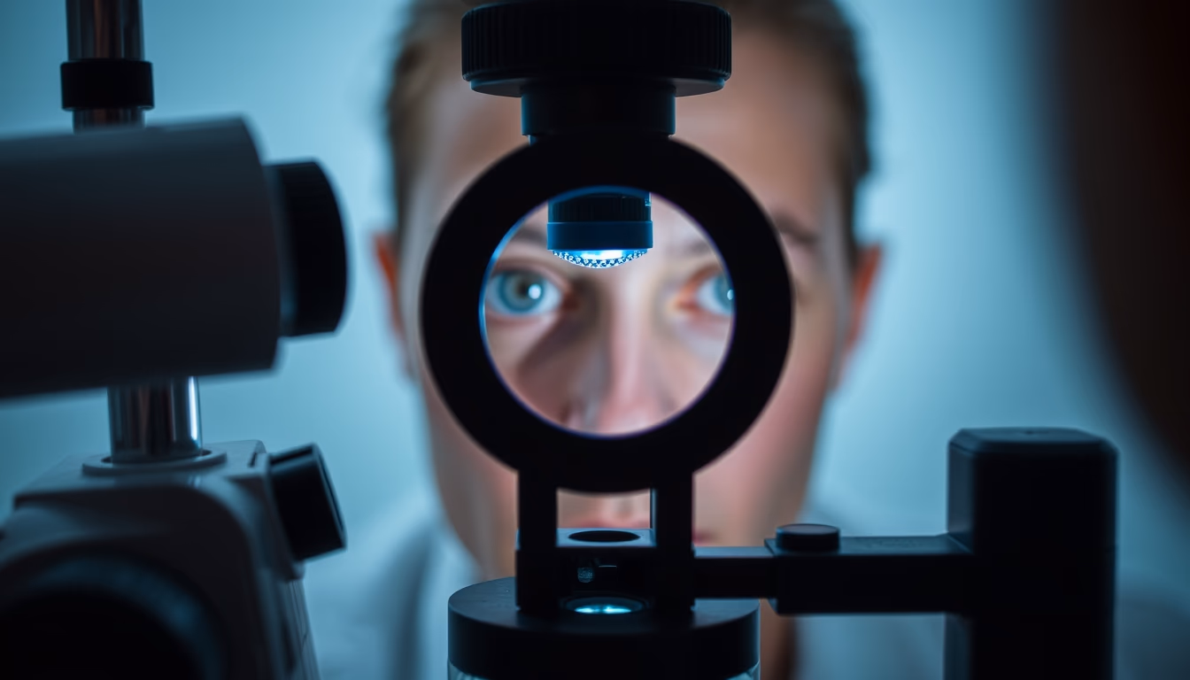 eye exam phoropter in editorial style