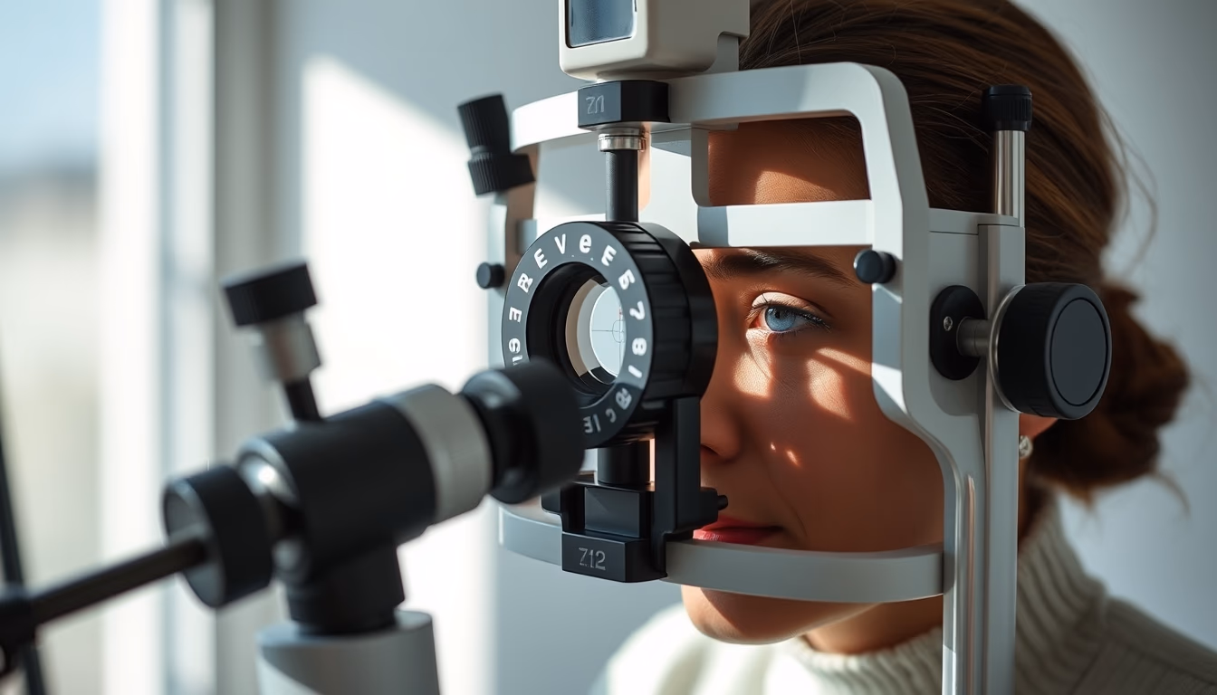 eye exam phoropter in editorial style