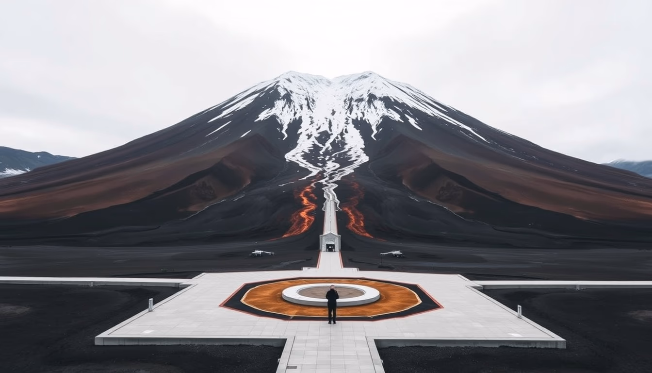 eyjafjallajökull volcano in editorial style