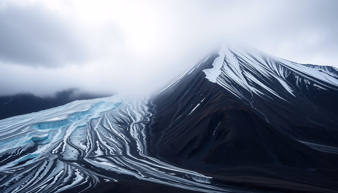 eyjafjallajökull volcano in editorial style