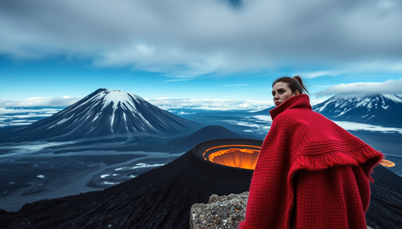 eyjafjallajökull volcano in editorial style