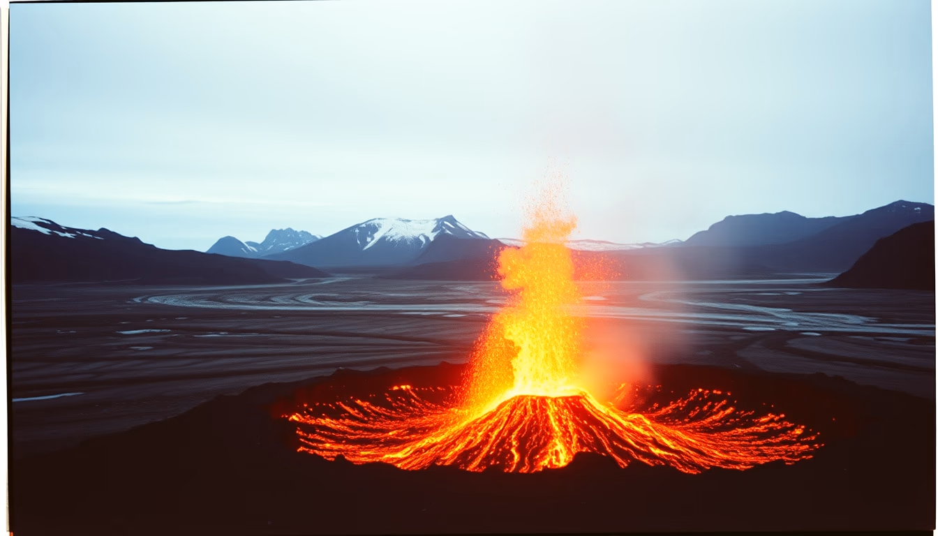 eyjafjallajökull volcano in editorial style