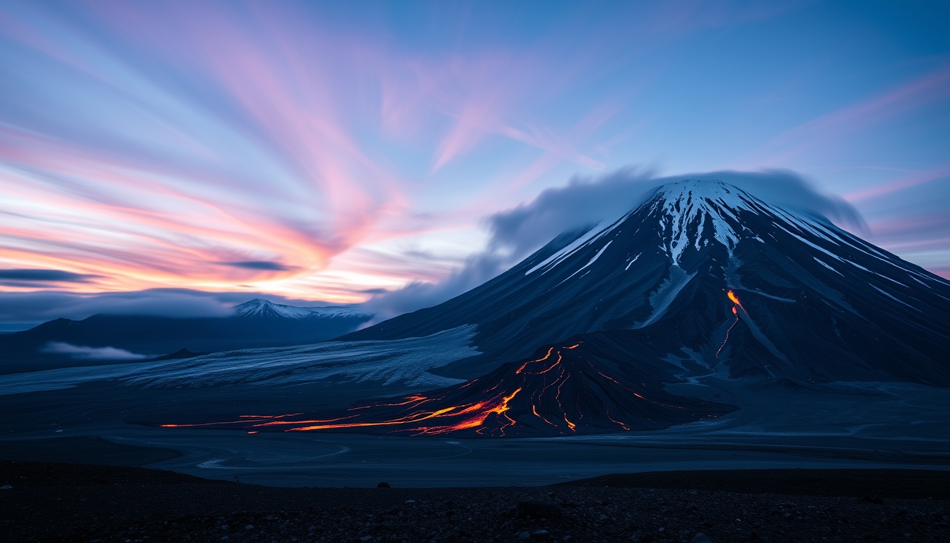 eyjafjallajökull volcano in editorial style