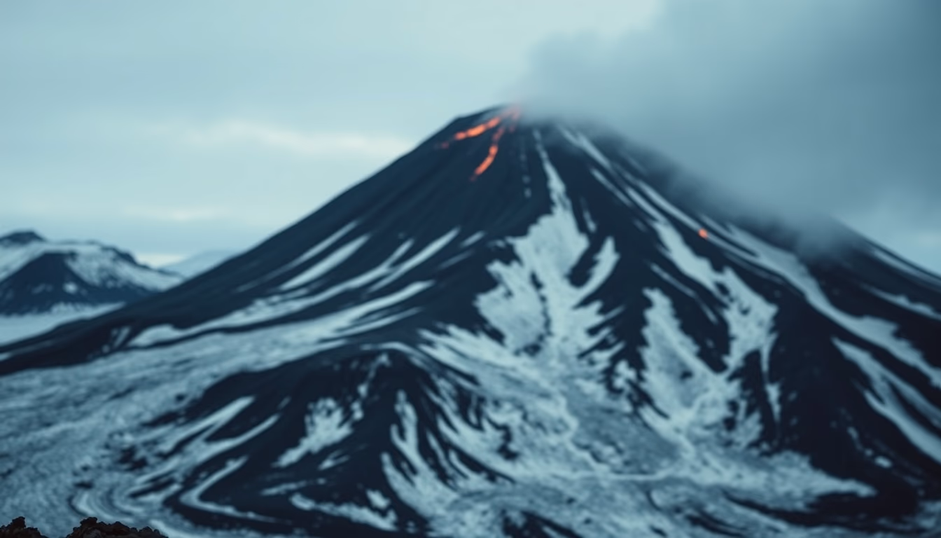 eyjafjallajökull volcano in editorial style