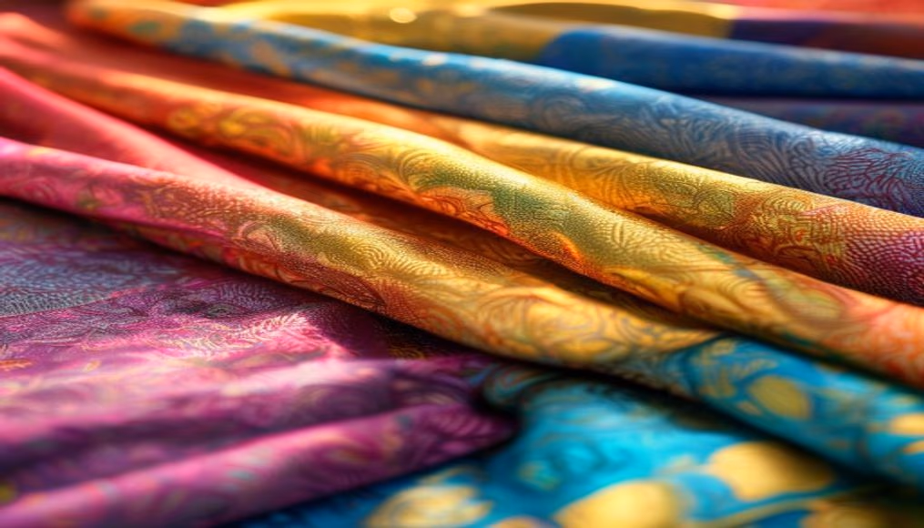 fabric samples colorful in editorial style