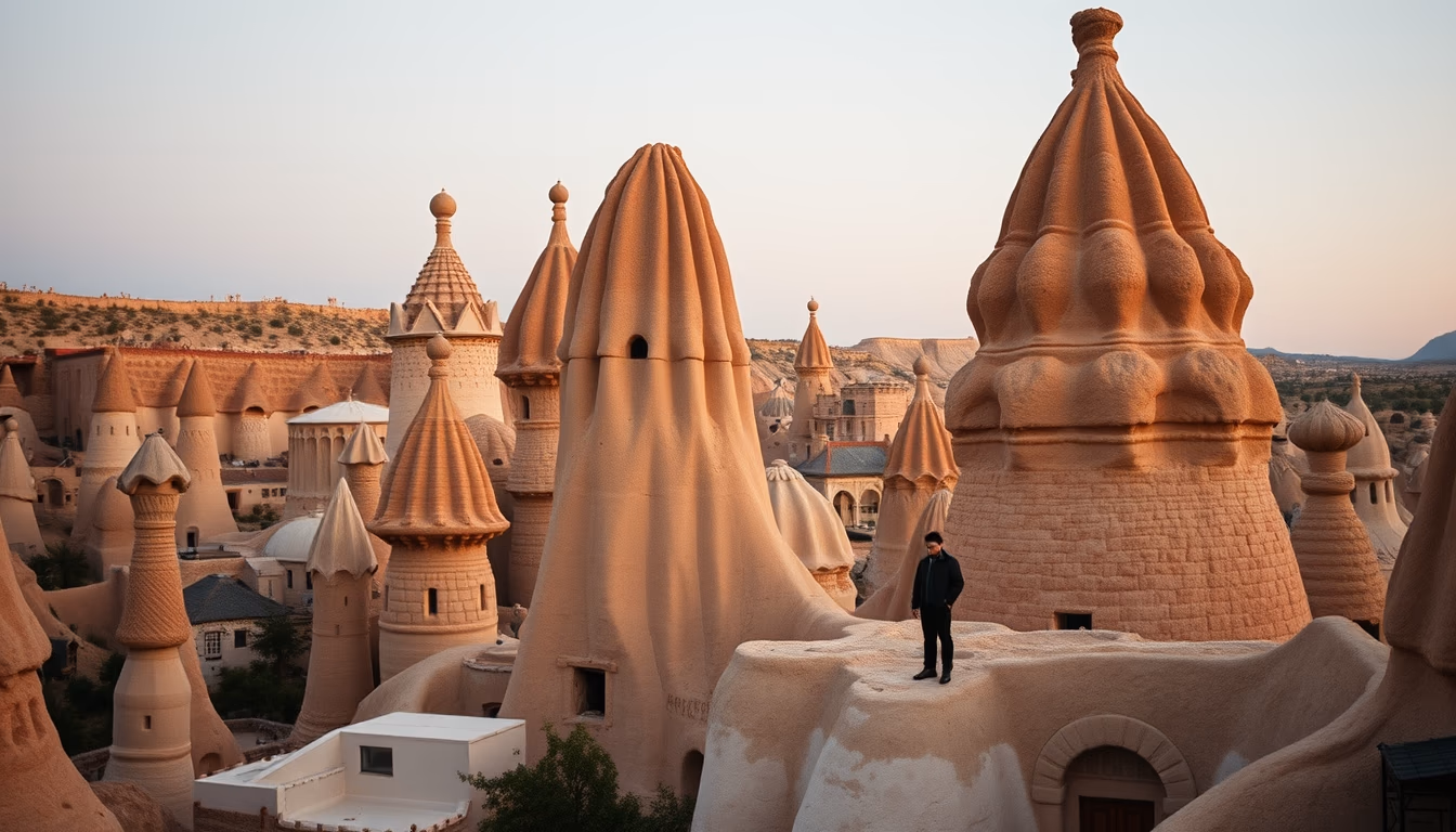 fairy chimneys cappadocia in editorial style