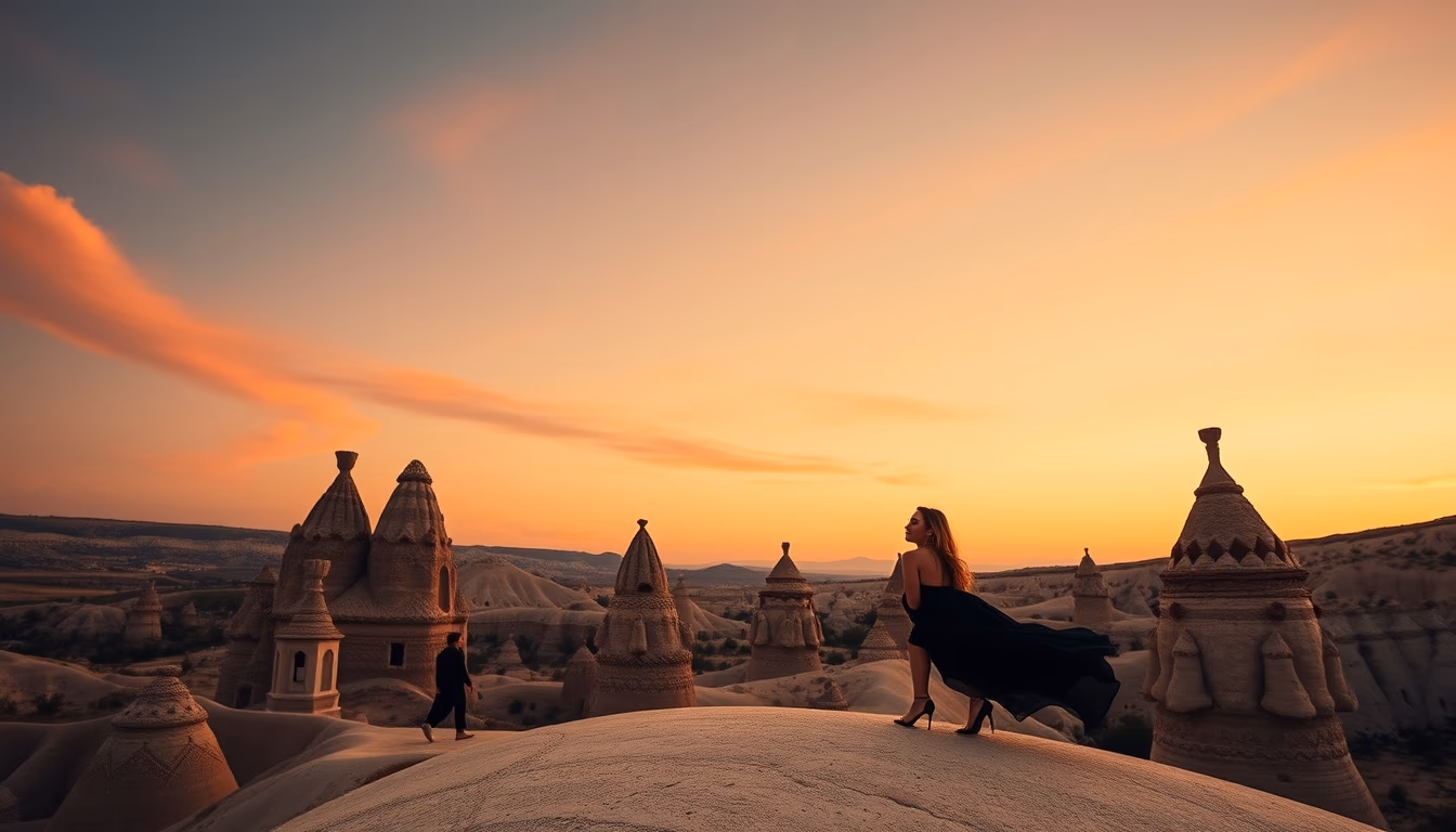 fairy chimneys cappadocia in editorial style
