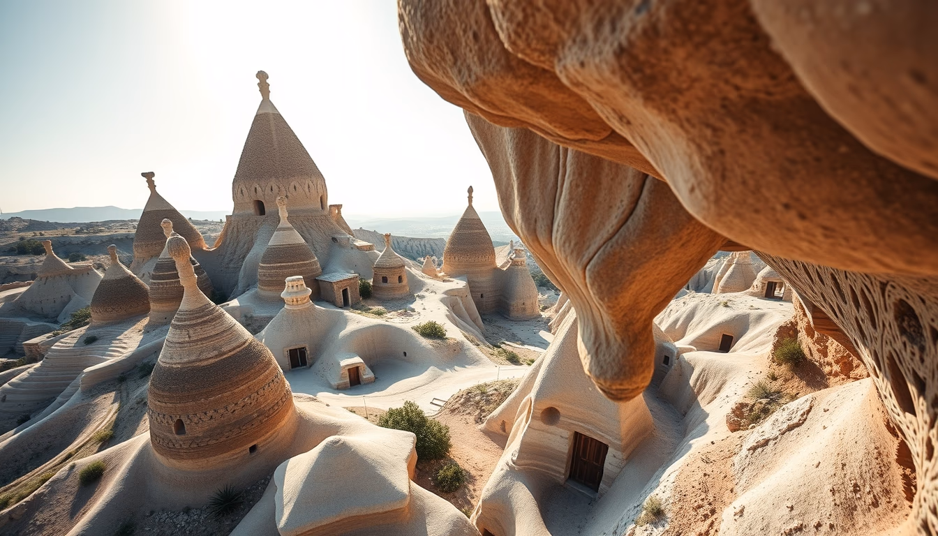 fairy chimneys cappadocia in editorial style