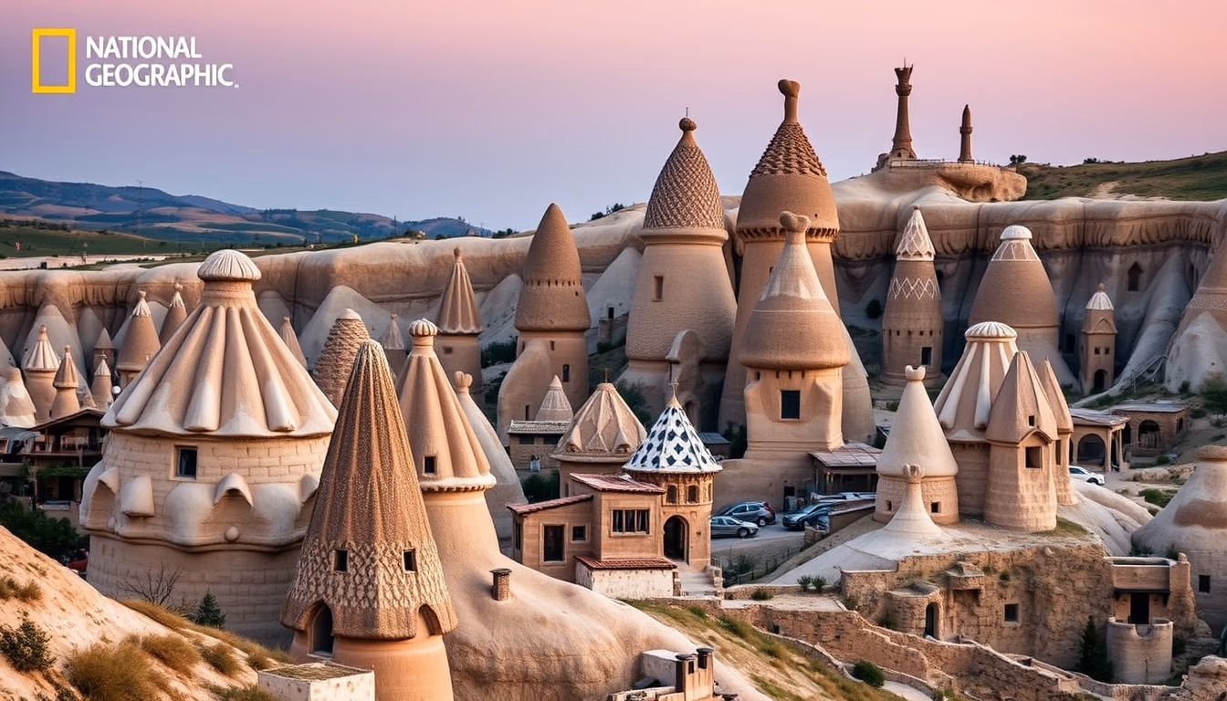 fairy chimneys cappadocia in editorial style