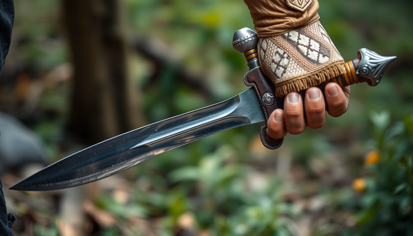 falchion medieval curved in editorial style