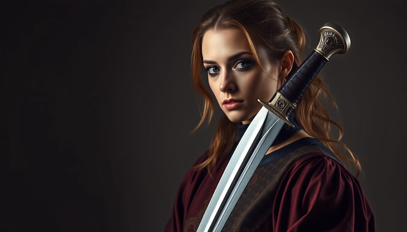 falchion medieval curved in editorial style