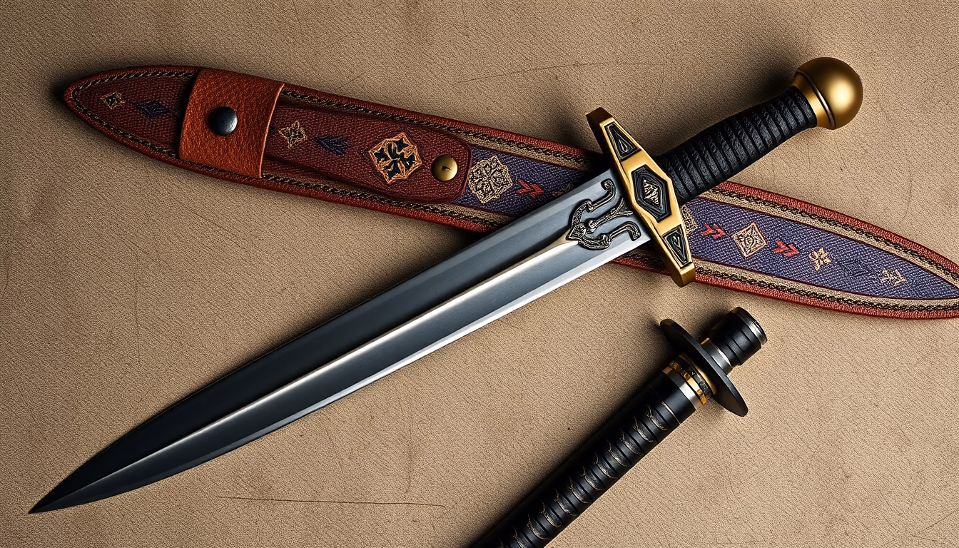 falchion medieval curved in editorial style