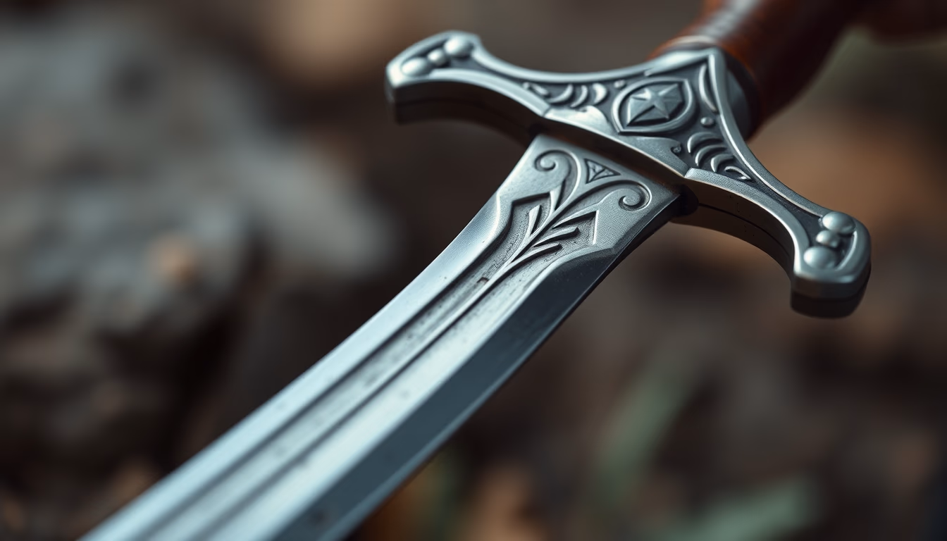 falchion medieval curved in editorial style