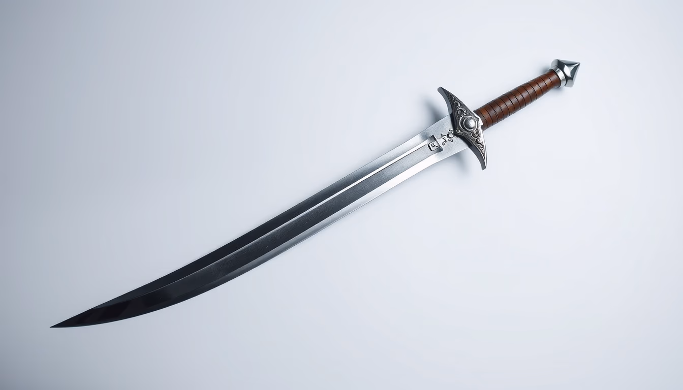 falchion medieval curved in editorial style