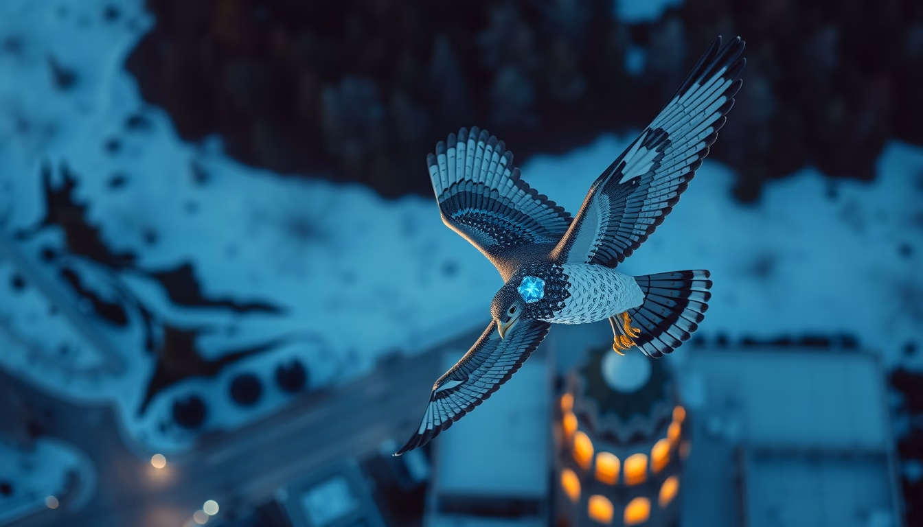 falcon hood jewel in editorial style