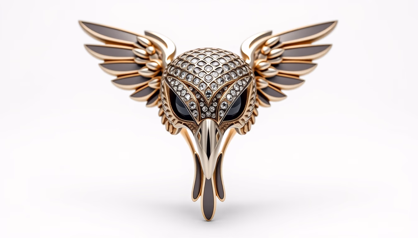 falcon hood jewel in editorial style