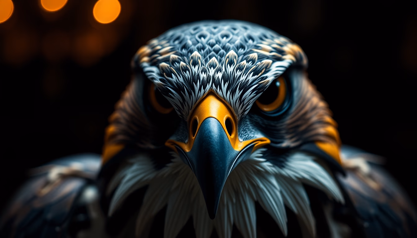 falcon hood jewel in editorial style