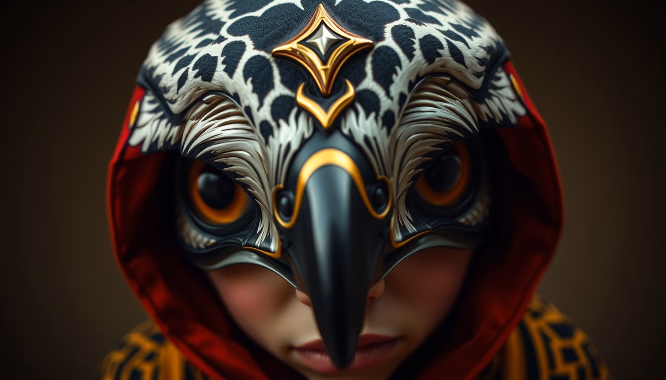 falcon hood jewel in editorial style